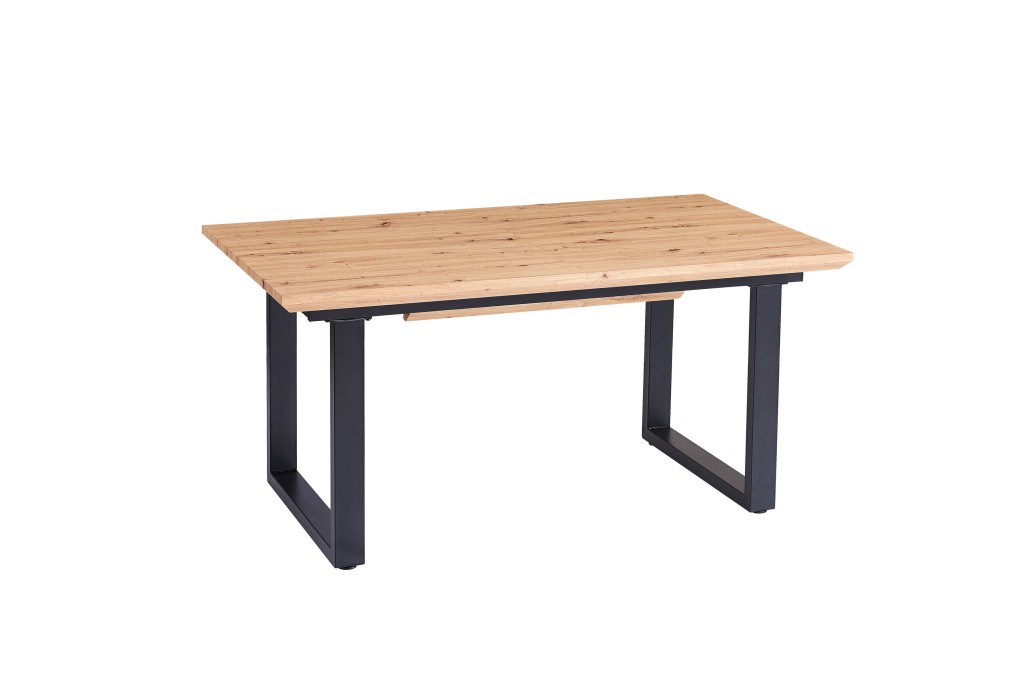 Esstisch Schweizer Kante eichenfarben 180(260) x 90 U-Gestell schwarz Bird