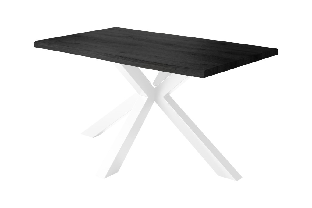 Esstisch Baumkante Holz-Optik Nussbaum 120 x 80 Spider-Gestell weiß JULIUS