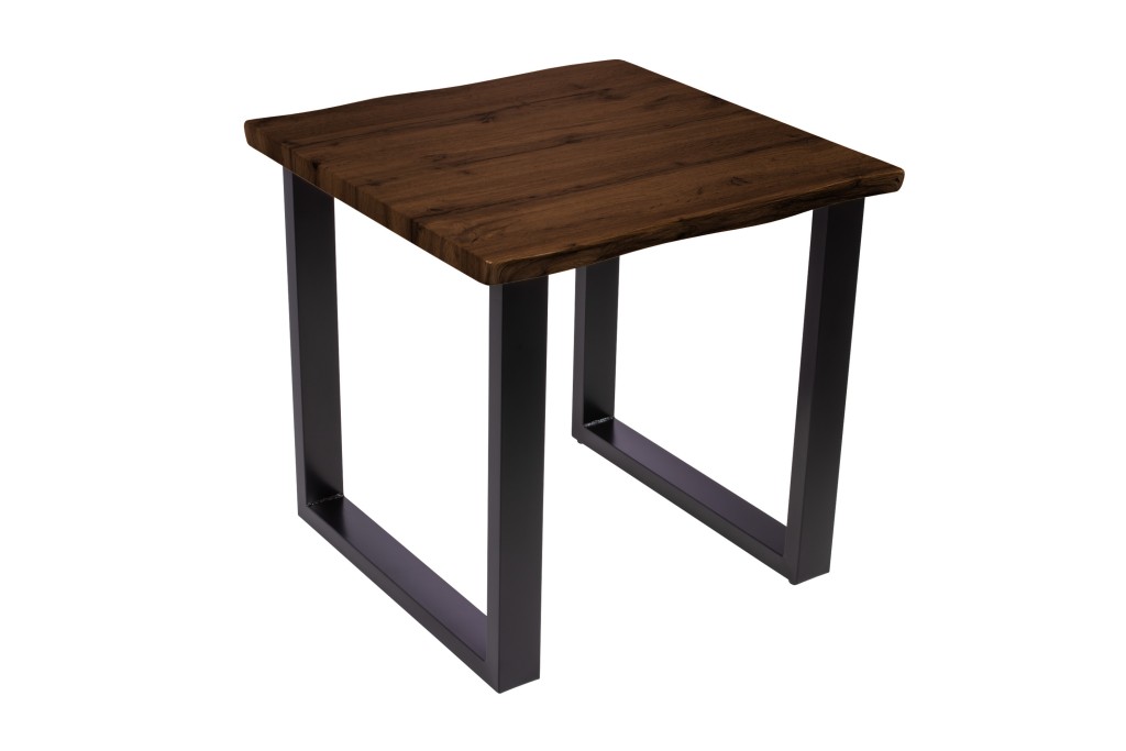 Esstisch Baumkante Holz-Optik Nussbaum 80 x 80 U-Gestell schwarz JOSY