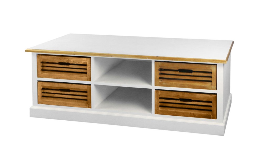 Lowboard weiß 150x43 cm Paulowniaholz TV-Board PARIS II