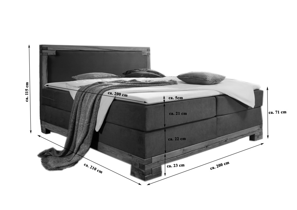 Boxspringbett 200 x 200 cm Stoff- und Kunstlederbezug braun BARRINGTON