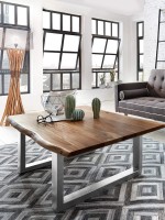 Couchtisch Baumkante 120x80 cm Akazie nussbaumfarben silber Couchtisch Baumkante 120x80 cm Akazie nussbaumfarben silber