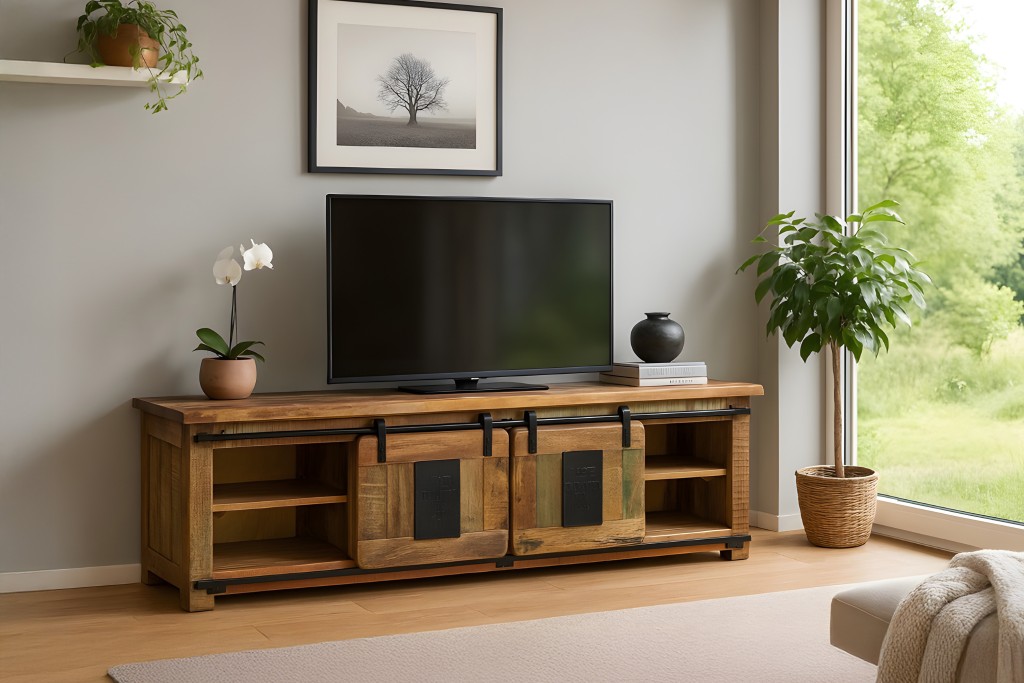 Lowboard Kommode TV-Board Mango massiv vielfarbig 180 x 50 x 55 cm LIBRO