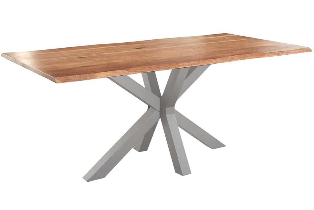 Esstisch Baumkante massiv Akazie natur 260 x 100 silber SPYRO