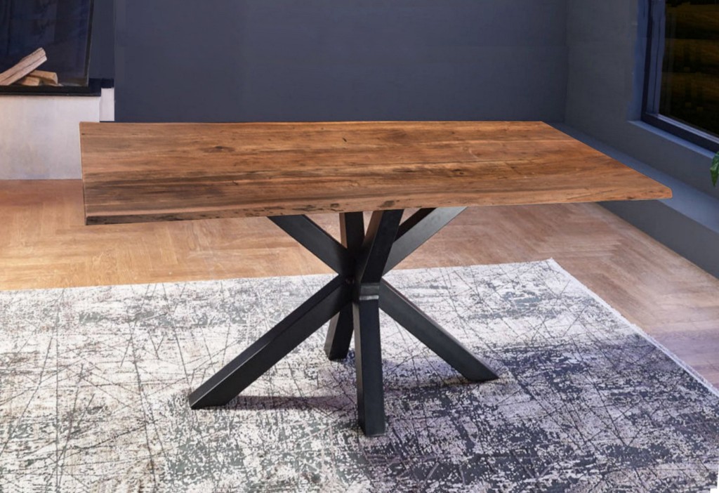Esstisch Baumkante massiv Akazie nussbaum 200 x 100 schwarz FELINA