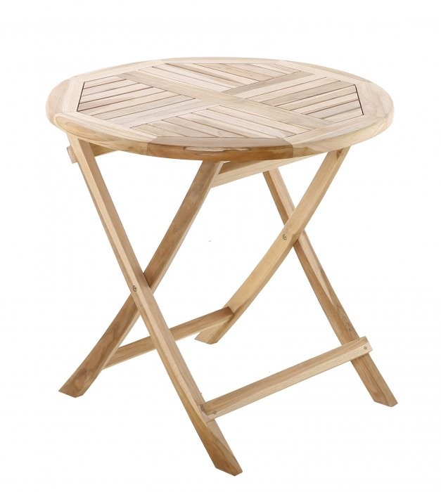Balkonmöbel Set 3tlg Teak Klapptisch rund 80 cm RONDO/MENORCA