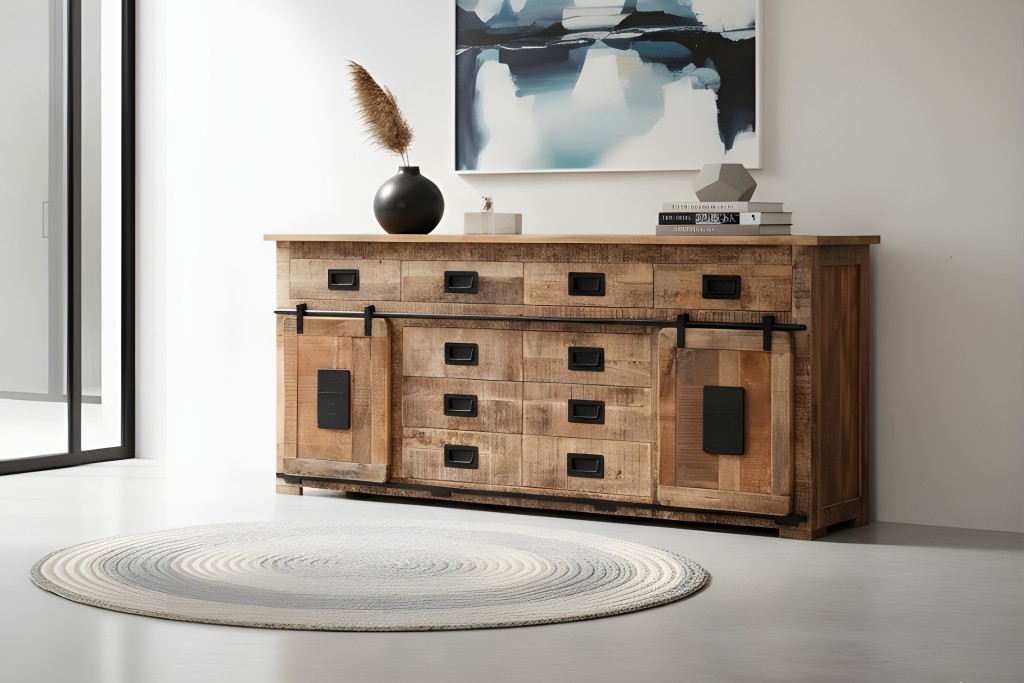 Sideboard Kommode Mango Rough massiv 200 x 45 x 90 cm LIBRO