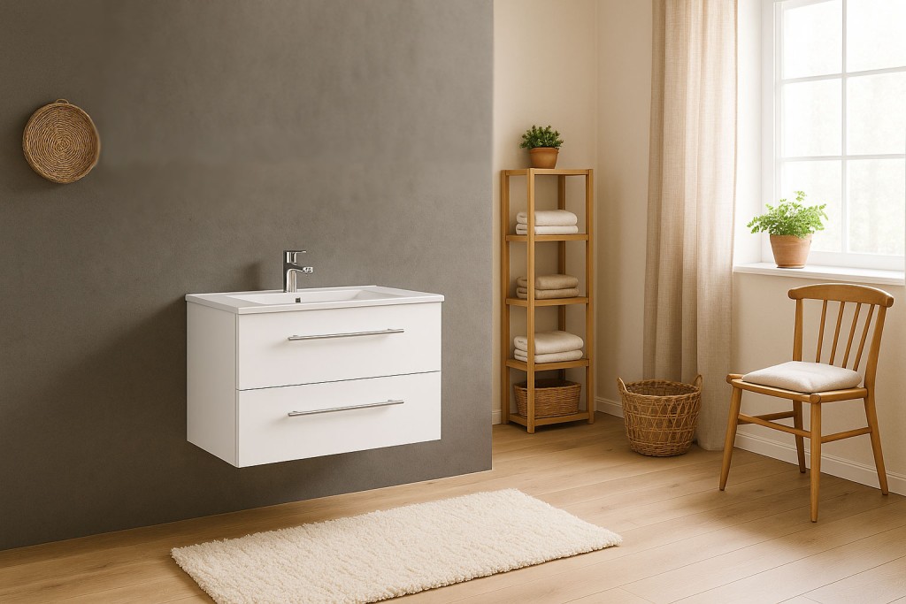 Badezimmer Waschplatz 120 cm Hochglanz weiß BASEL