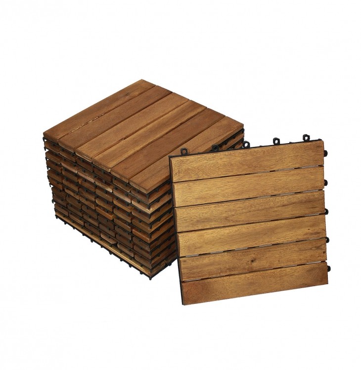 Holzfliesen Set 11 Stück = 1 m ² Akazie Modell 01