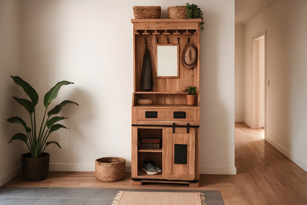 Weinschrank Holzschrank Akazie massiv 75 x 35 x 170 cm naturfarben LIBRO
