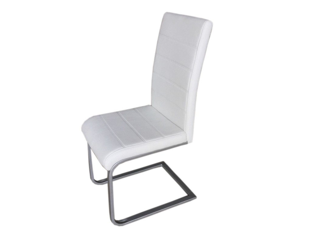 Freischwinger Esszimmerstuhl in creme-weiß metallfarbene Beine JAN