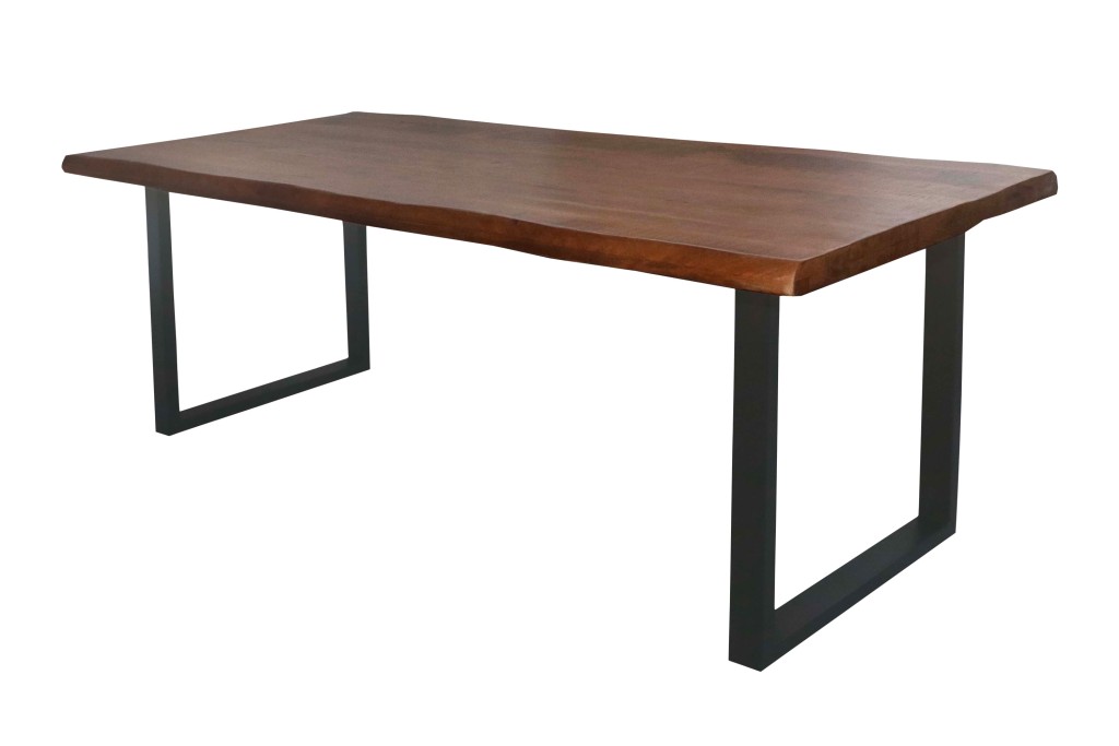 Esstisch Baumkante massiv Mango honigfarben 240 x 100 U-Gestell schwarz CALI