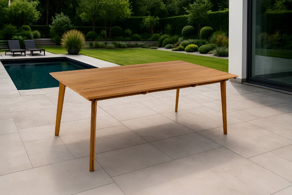 Gartentisch Outdoor massiv Teakholz 180 x 100 wetterfest & robust HARRY