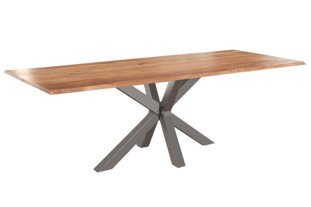 Esstisch Baumkante massiv Akazie natur 280 x 100 silber SPYRO