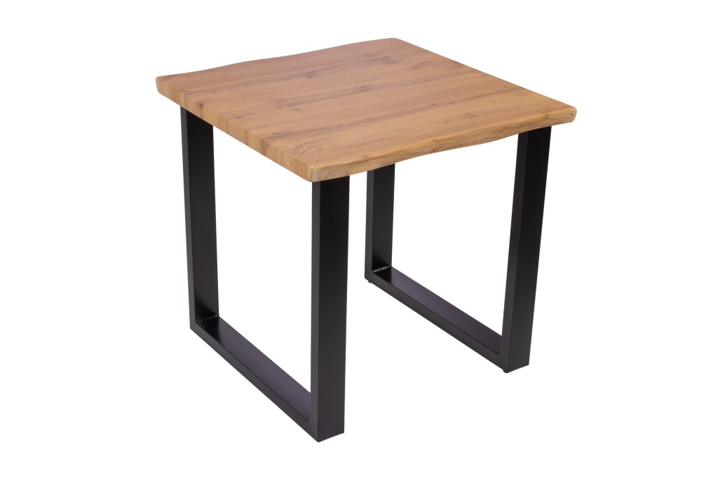 Esstisch Baumkante Holz-Optik Wildeiche 80 x 80 U-Gestell schwarz JOSY