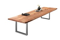 Esstisch Baumkante massiv Akazie natur 350 x 120 silber VALIN Esstisch Baumkante massiv Akazie natur 350 x 120 silber VALIN