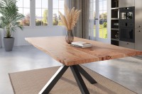 Vorschau: Esstisch Baumkante massiv Akazie natur 220 x 100 cm Spider-Gestell schwarz KALEA Vorschau: Esstisch Baumkante massiv Akazie natur 220 x 100 cm Spider-Gestell schwarz KALEA