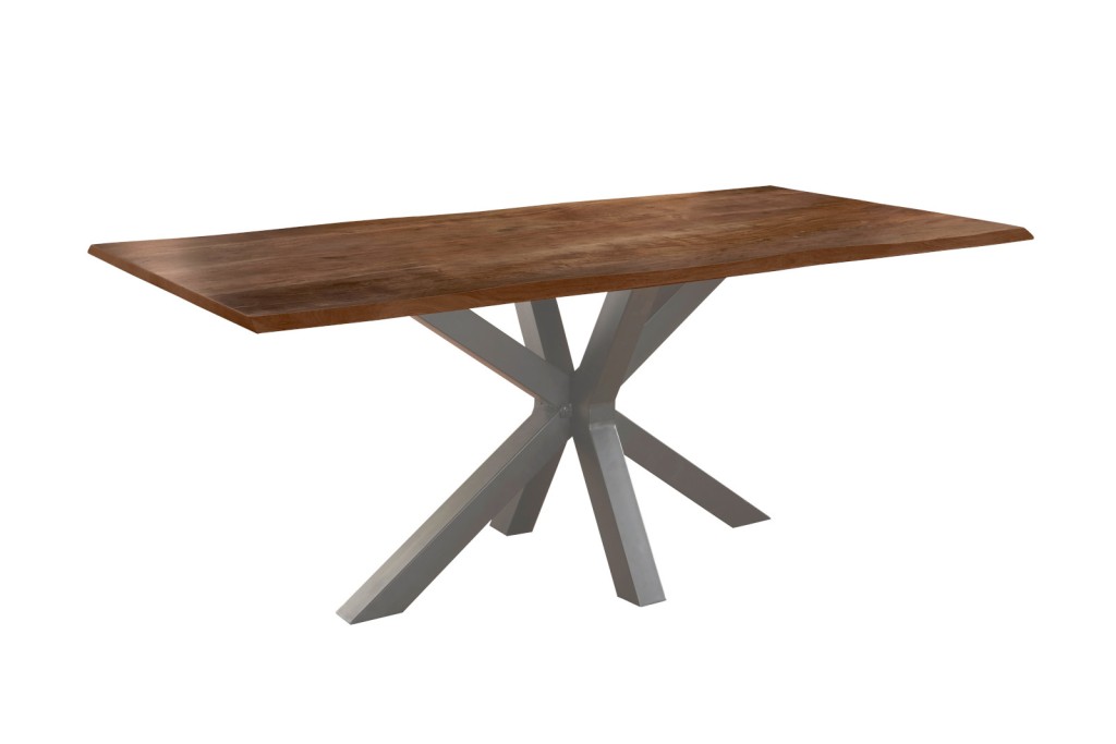 Esstisch Baumkante massiv Akazie nussbaum 240 x 100 silber FELINA