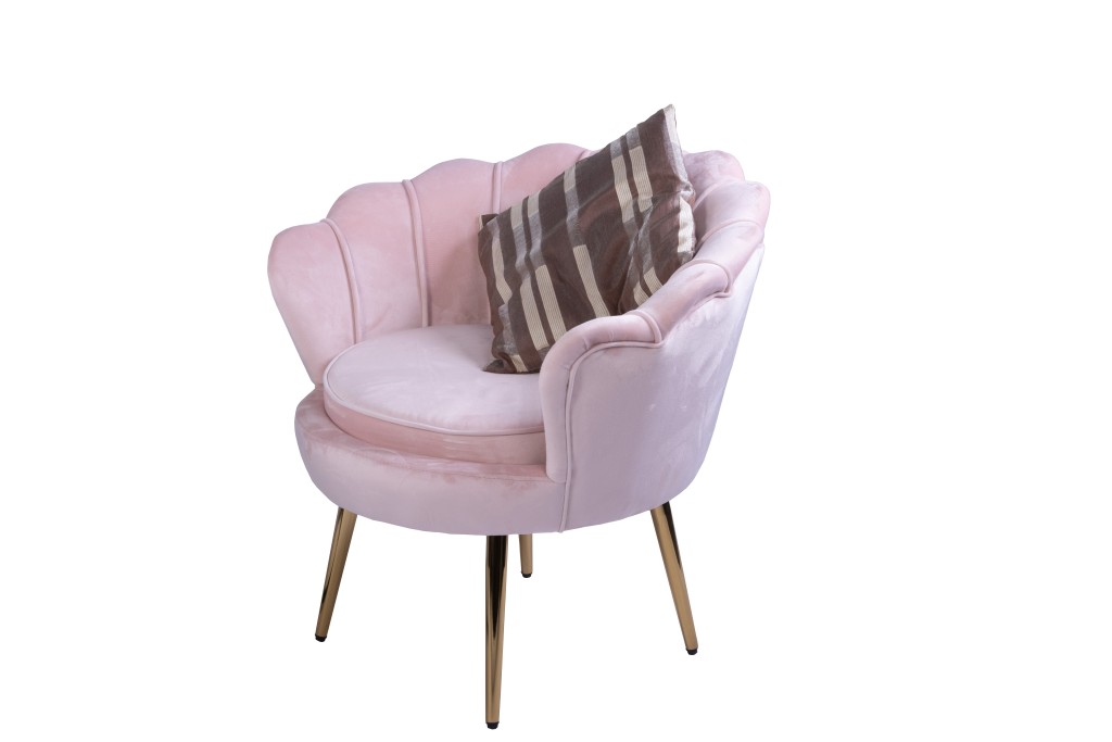 Armlehnsessel Polstersessel Samt Rosa Retro-Look BIG CHAIR