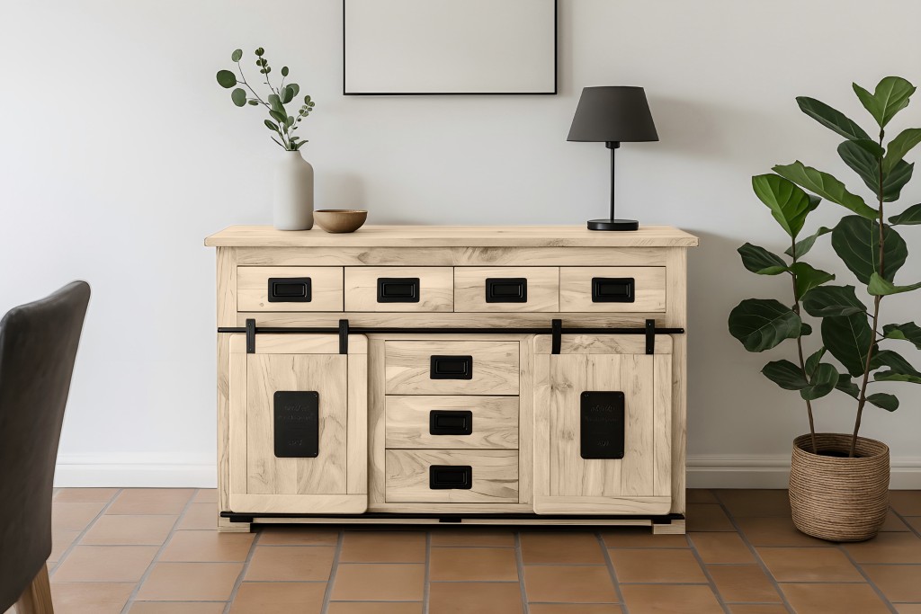 Sideboard Kommode Akazienholz massiv eichefarben 150 x 45 x 90 cm LIBRO