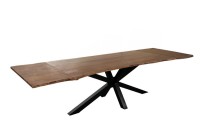 Baumkantentisch Akazie nougatfarben 180(280)x90 cm Ansteckplatten Spider-Gestell schwarz JANNIK Baumkantentisch Akazie nougatfarben 180(280)x90 cm Ansteckplatten Spider-Gestell schwarz JANNIK