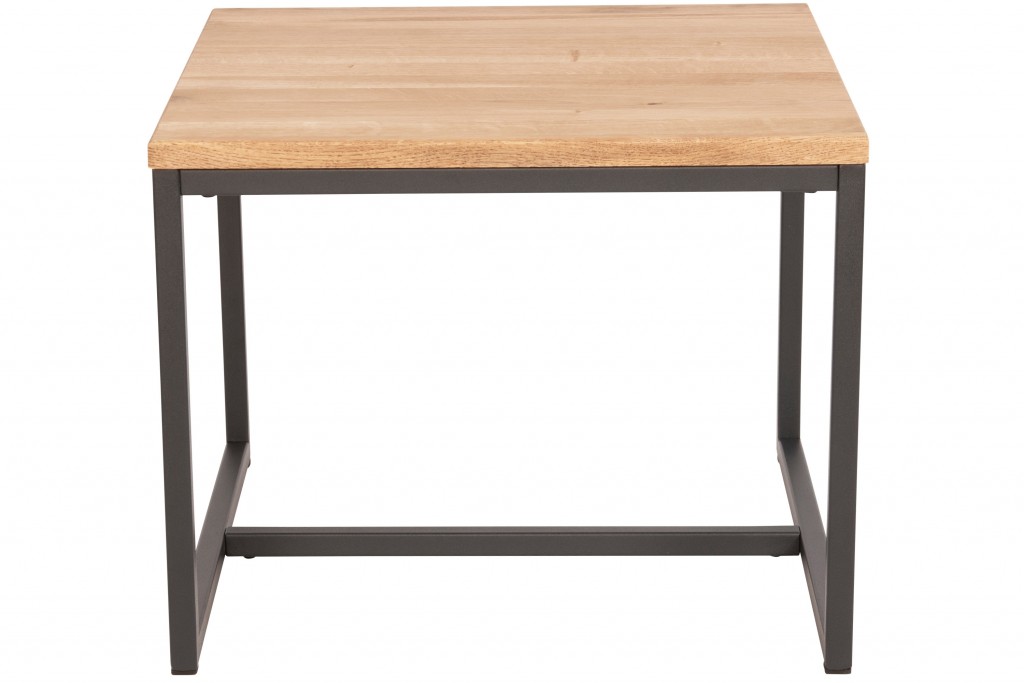 Couchtisch Industrial-Design Wildeiche massiv 50x50 cm schwarz GRAFFE