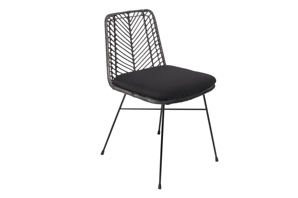 4x Trendiger B-Ware Rattanstuhl Detroit, anthrazit, geflochtenes Retro-Design