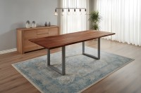 Esstisch Baumkante Akazie nuss 180(280)x90 Ansteckplatten silber ADINA Esstisch Baumkante Akazie nuss 180(280)x90 Ansteckplatten silber ADINA