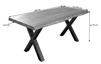 Vorschau: Esstisch Baumkante massiv Akazie nussbaumfarben 240 x 100 schwarz X-Gestell XEREZ Vorschau: Esstisch Baumkante massiv Akazie nussbaumfarben 240 x 100 schwarz X-Gestell XEREZ