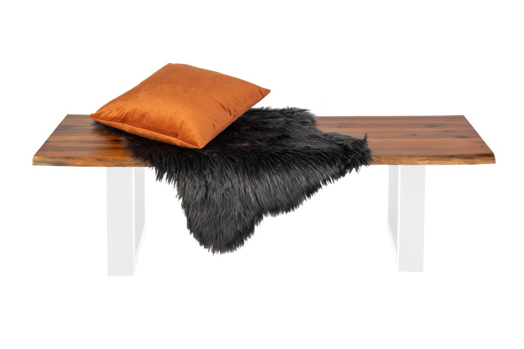 Sitzbank Baumkante 160 cm Cognac massiv Akazie weiß ESRA