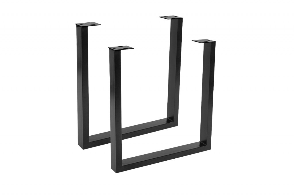 Tischgestell 2er Set Roheisen lackiert 70x10x74 cm schwarz U-Gestell