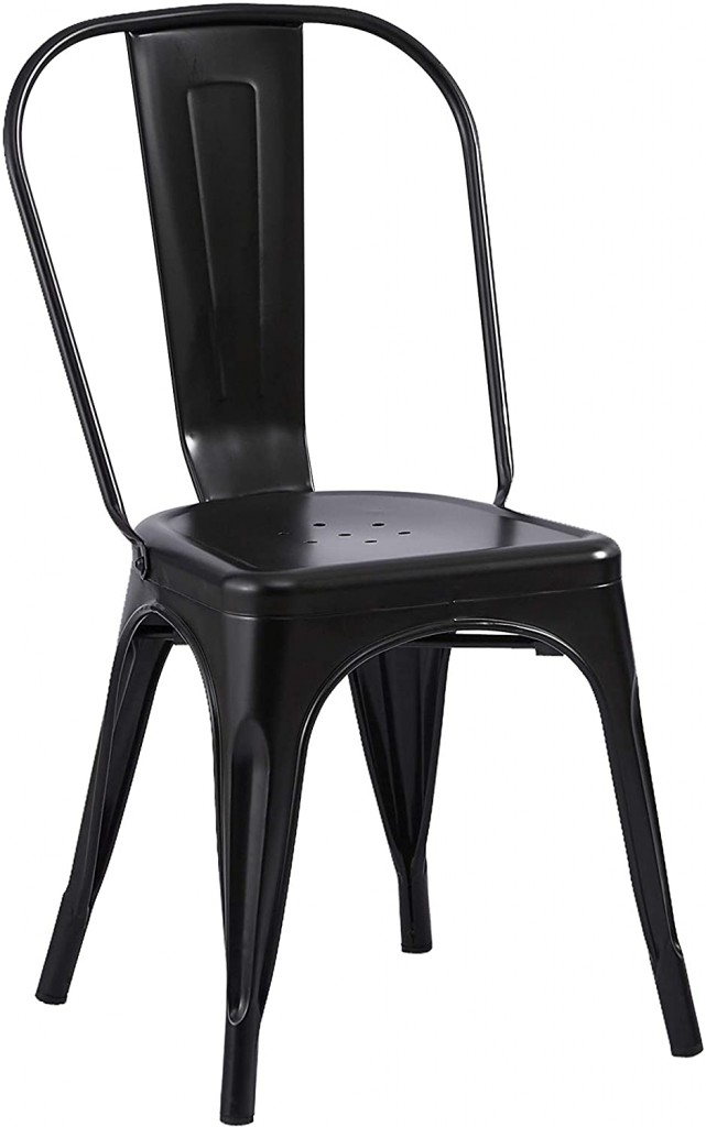 Esszimmerstuhl Metallstuhl Bistrostuhl stapelbar schwarz matt LARA
