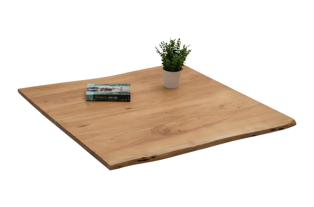 Tischplatte Baumkante Akazie eichefarben 90 x 90 cm NOAH