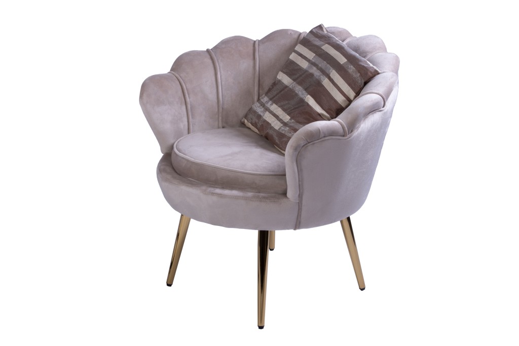 Armlehnsessel Polstersessel Samt Taupe Retro-Look BIG CHAIR