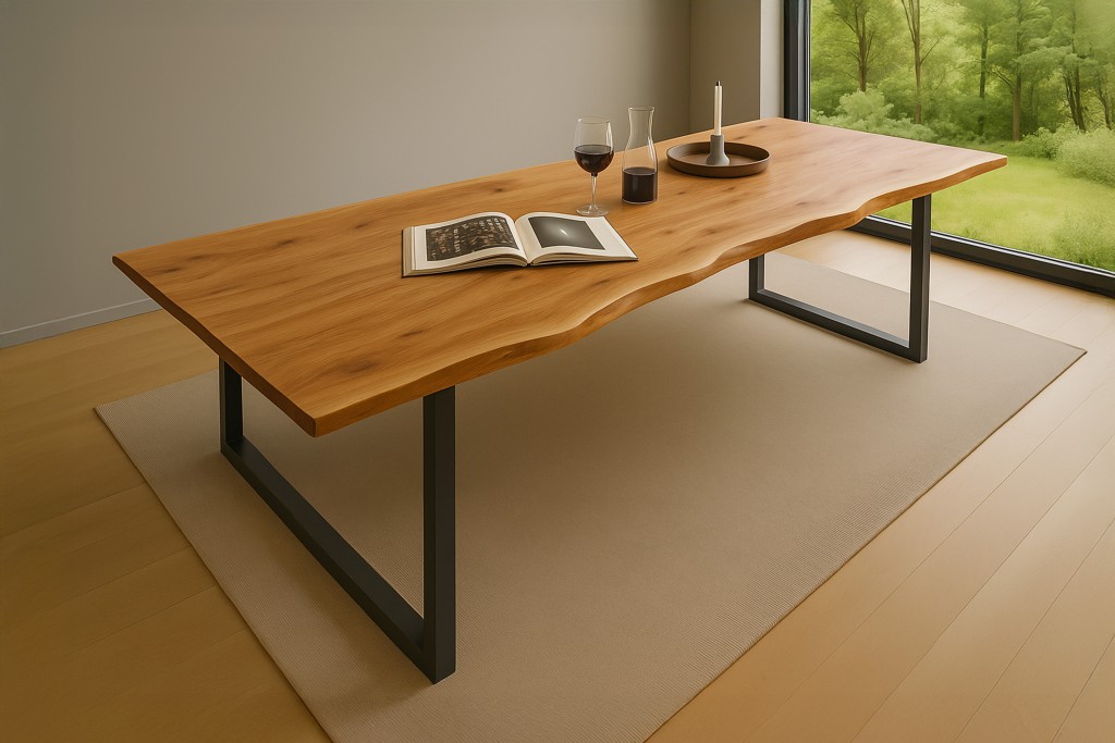 Esstisch Baumkante massiv Akazie natur 240 x 100 schwarz QUINN