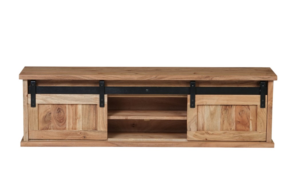 Regal Wandboard 130 x 25 x 37 cm Akazienholz massiv naturfarben ohne Baumkante LIAN 1