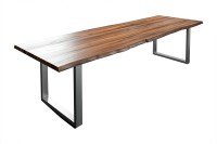 Esstisch Baumkante massiv Akazie nussbaum 240 x 100 silber LIAM Esstisch Baumkante massiv Akazie nussbaum 240 x 100 silber LIAM