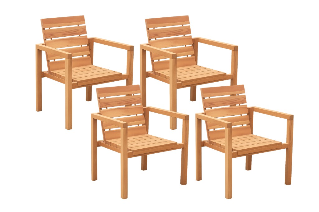 Teak Gartensessel mit Armlehnen FREETOWN (4er Set)