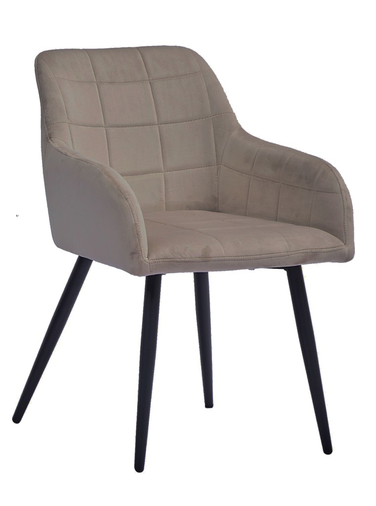 Esszimmer Armlehnstuhl Samt taupe schwarz Metallbeine LARS