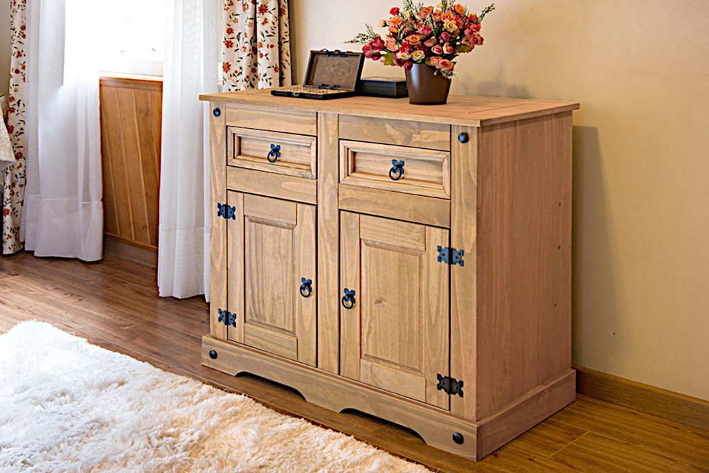 Sideboard Kommode 92 x 84 x 44 cm Kiefer massiv natur MEXICO