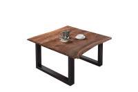 Couchtisch Baumkante massiv Akazie nussbaumfarben 80 x 80 cm schwarz BILLY Couchtisch Baumkante massiv Akazie nussbaumfarben 80 x 80 cm schwarz BILLY