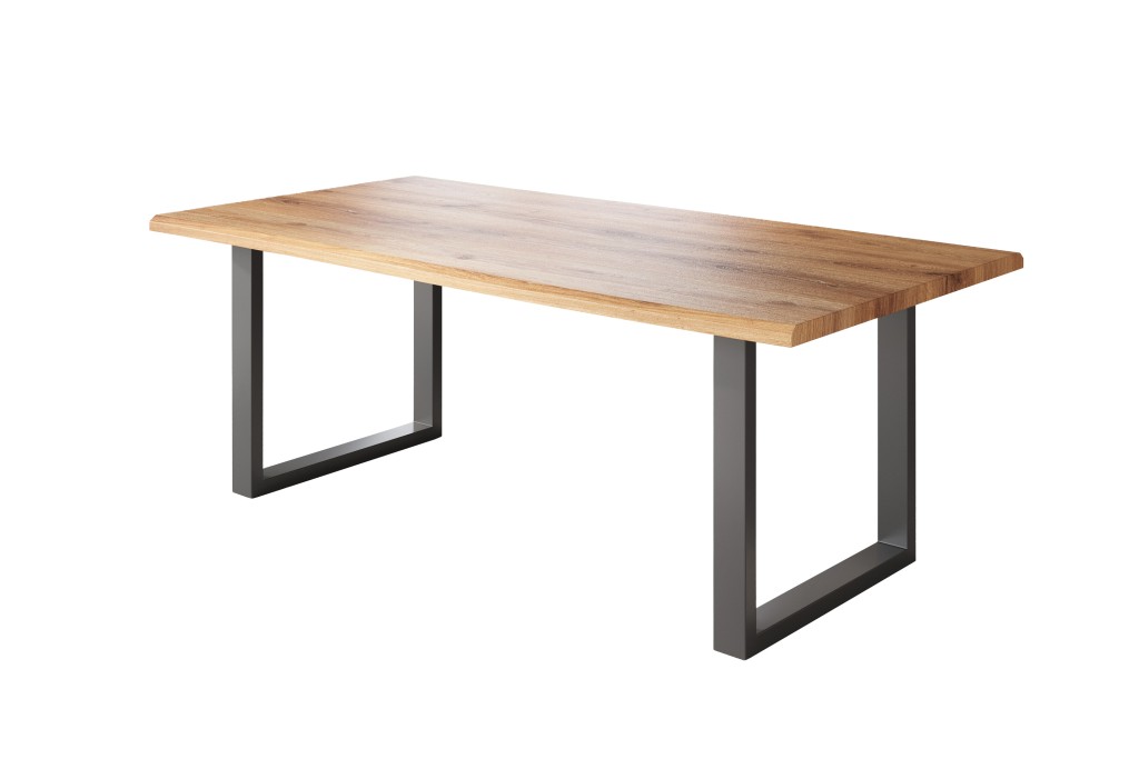 Esstisch Baumkante Holz-Optik Wildeiche 240 x 100 U-Gestell schwarz JULIUS