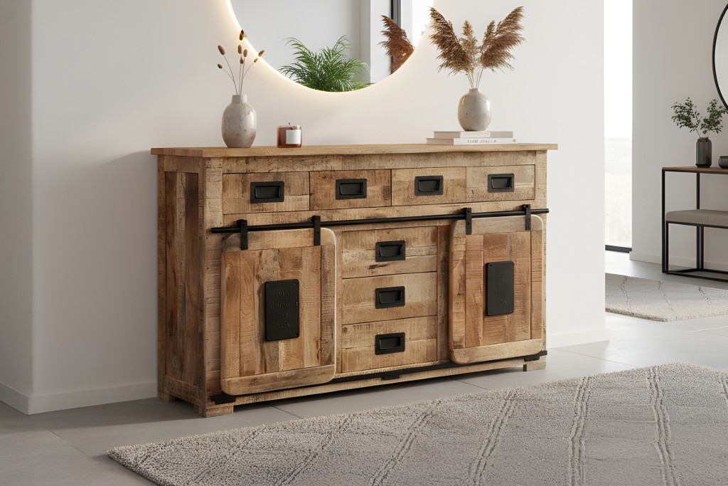 Sideboard Kommode Mango Rough massiv 150 x 45 x 90 cm LIBRO