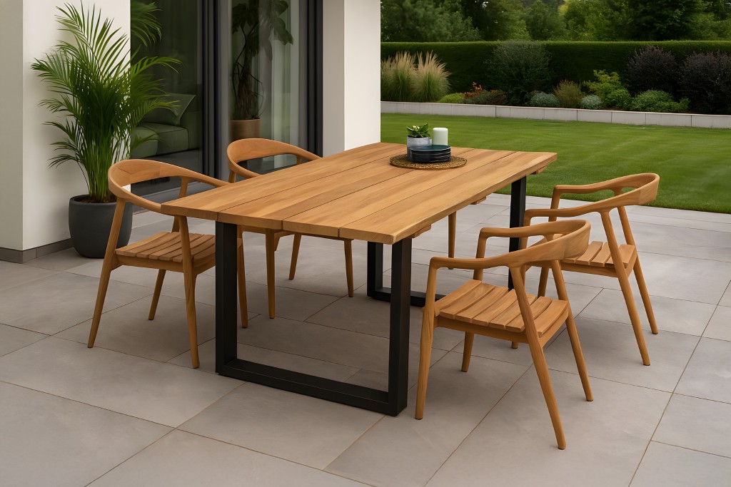 Gartenmöbel Set 5tlg Gartenstühle & Teak Gartentisch 180x90 cm BOGOTA/SALLY