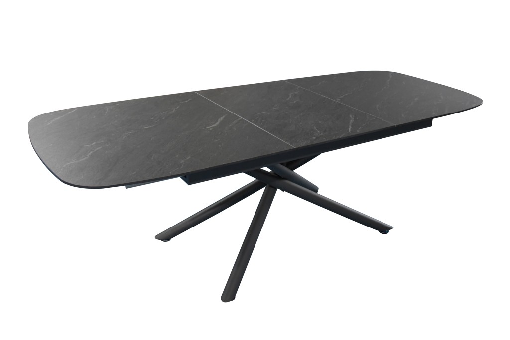 Esstisch Keramik 180 (240) x 90 mit ausziehbar schwarz Mikado-Gestell MELODIE