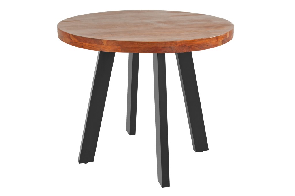 Esszimmertisch rund 90 cm Akazienholz nussbaumfarben schwarz Sophia
