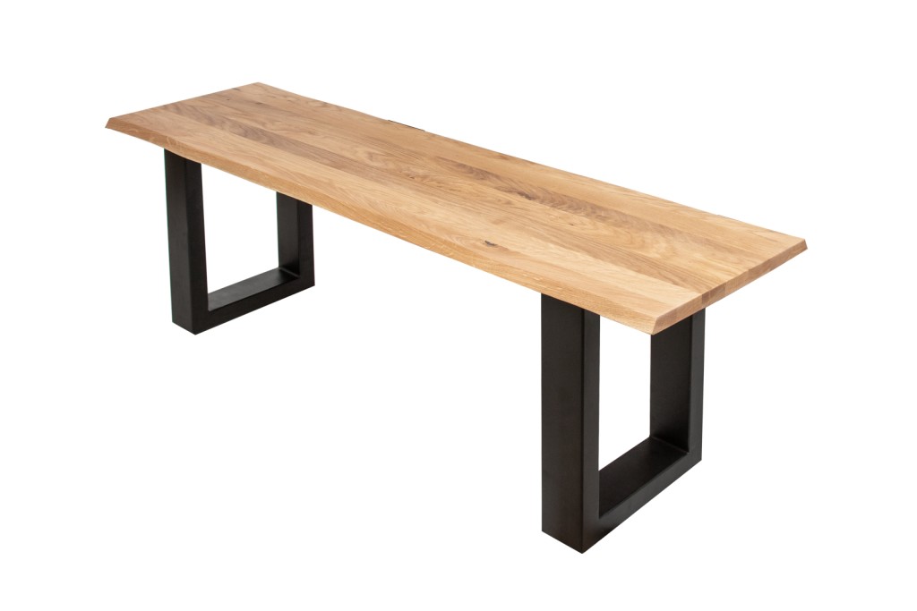 Sitzbank Baumkante 120 cm Eichenholz massiv schwarz ENRICO