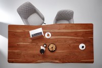 Vorschau: Esstisch Baumkante massiv Akazie nussbaum 140 x 80 silber MILO Vorschau: Esstisch Baumkante massiv Akazie nussbaum 140 x 80 silber MILO