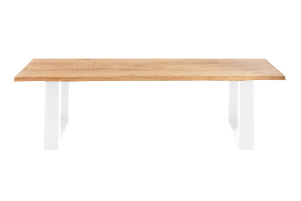 Sitzbank Baumkante 220 cm Eichenholz massiv weiß ENRICO