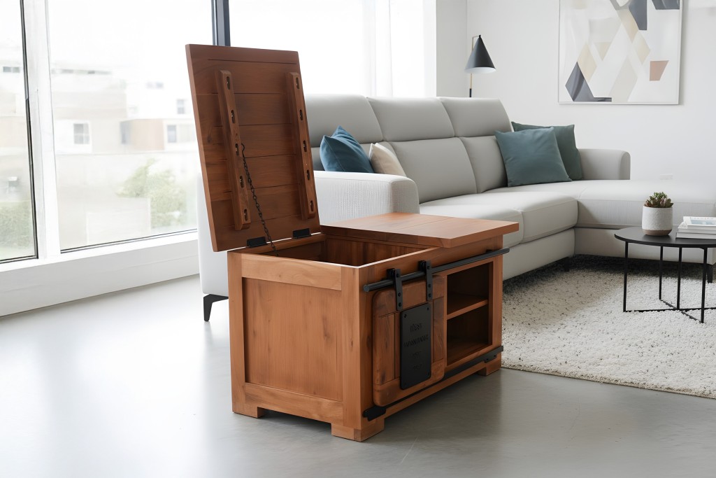 Lowboard Truhenschrank Akazie massiv nussbaumfarben 76 x 51 x 45 cm LIBRO
